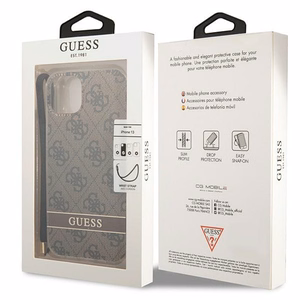 Guess GUOHCP14MH4STW iPhone 14 Plus 6.7 "ruskea / ruskea kovakotelo 4G Tulosta hihna