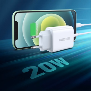Ugreen USB laturi Power Delivery 3.0 Quick Charge 4.0+ 20W 3A valkoinen (60450)