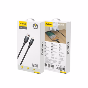 Dudao 3A 30W L3SL USB-A - Lightning Kaapeli punottu 1.2m - musta