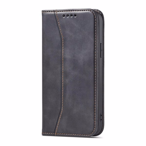Magneetti Fancy Case tapauksessa iPhone 14 Pro Max flip kansi lompakko jalusta musta