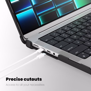 Tech-Protect SmartShell Pro Suojakuori Macbook Pro 14 M1 / M2 / M3 / M4 / M5 2021-2025:lle - Musta ja Läpinäkyvä