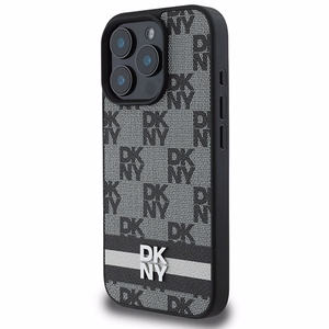 DKNY Checkered Pattern Painetut Raidat Suojakuori iPhone 16 Pro:lle - Musta