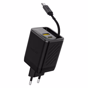 Dudao A67EU GaN 67W Seinälaturi sisäänrakennetulla sisäänvedettävällä USB-C Power Delivery Quick Charge -kaapelilla - Musta