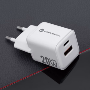 Puhelinlaturi Forcell F-Energy Mini GaN III USB C + USB A QC4.0 PD 20W VT-35A valkoinen 0INT