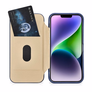 iCarer CE Premium Nahka Folio Case iPhone 14 Plus Magneettinen Flip Nahka Folio Case MagSafe Blue (WMI14220715-BU)