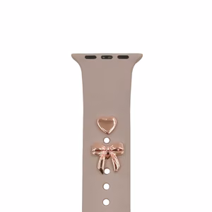 Pin Charms -setti kellon rannekkeisiin rusetti ruusukulta