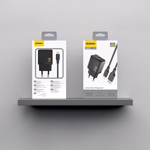 Dudao A23TEU 2,4A GaN USB-A seinälaturi USB-A - USB-C kaapelilla - musta