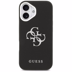 Guess Grained Big 4G Classic Logo Suojakuori iPhone 17:lle - Musta