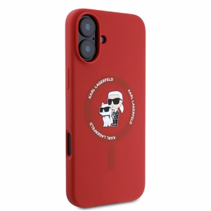 Karl Lagerfeld Silikoninen Karl&Choupette Heads Ring MagSafe Suojakuori iPhone 16:lle - Punainen