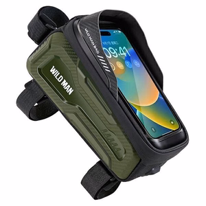 WILDMAN matkalaukku polkupyörän rungolle vetoketjulla, 1L (4 "- 7"), M20, vihreä