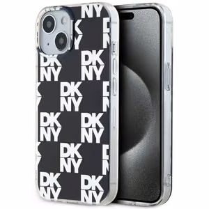 DKNY IML Ruudullinen Mono-kuvio Suojakuori iPhone 15 / 14 / 13:lle - musta