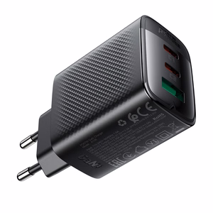 Acefast A108 GaN PD -seinälaturi, 67 W, 2 × USB-C, 1 × USB-A, musta