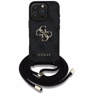 Guess suojakuori iPhone 16 Pro:lle GUHCP16LP4GMGCRK (CBDY PU 4G Big Logo W/Cord Strap) - musta