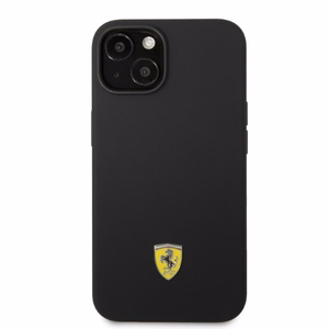 Ferrari FEHMSIP14SBK iPhone 14 6.1" musta/musta kova Silikoninen Metal Logo Suojakuori Magsafe