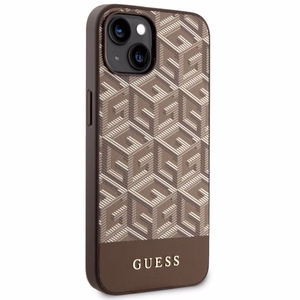 Guess GUHMP14MHGCFSEW iPhone 14 Plus 6.7 ruskea/ruskea suojakuori GCube Stripes MagSafe
