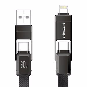 Blitzwolf BW-HDC7 4-in-1 USB+C+Lightning -kaapeli 240W 1,2 m (musta)