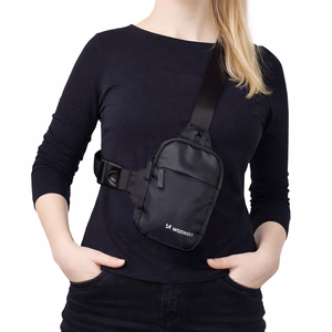 Wozinsky WMS-W1 vedenpitävä unisex-miniolkalaukku puhelimelle kahdella lokerolla - musta