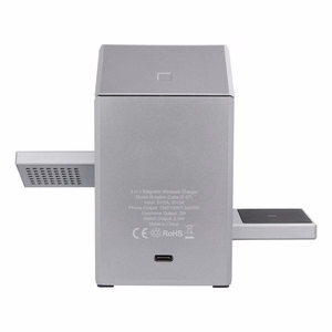 Langaton laturi Forcell F-Energy 3in1 Rotation Cube Qi2 yhteensopiva MagSafe-n kanssa (F-06) hopeinen
