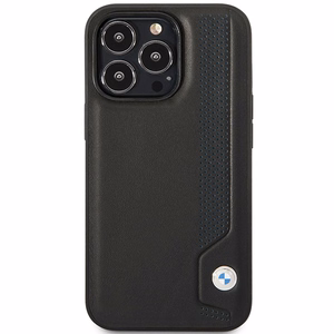 BMW BMHCP14L22RBDK Suojakuori iPhone 14 Pro 6.1" musta/musta kovakuori Nahkainen Blue Dots