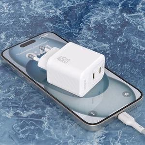 Dudao A28PCEU PD 45W GaN 2xUSB-C seinälaturi USB-C kaapelilla - valkoinen