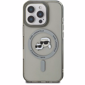 Karl Lagerfeld IML Metal Karl&Choupette Head MagSafe Case for iPhone 16 Pro - Black
