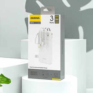 Dudao K11 10000mAh Powerbank sisäänrakennetuilla kaapeleilla - Valkoinen