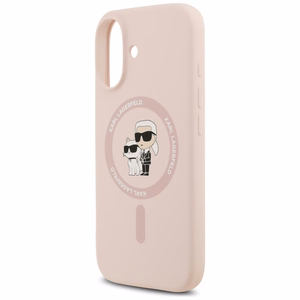 Karl Lagerfeld Silikoninen Karl&Choupette Ring MagSafe Suojakuori iPhone 17:lle - Vaaleanpunainen
