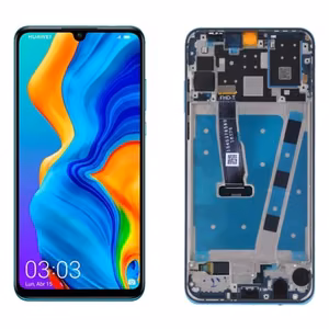 LCD-näyttö yhteensopiva Huawei P30 Lite kehyksellä / Pearl White / HQ