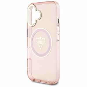 Guess IML Metal Mountain Logo MagSafe iPhone 16 Suojakuori - vaaleanpunainen