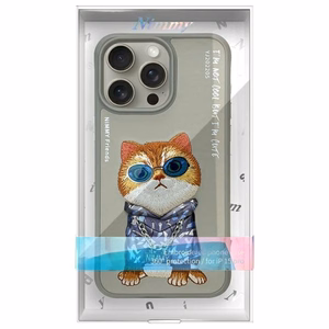 Nimmy Glasses Cool Cat Suojakuori iPhone 15 Pro:lle - harmaa