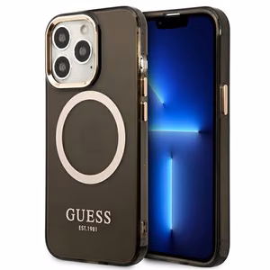Guess Gold Outline läpinäkyvä MagSafe Suojakuori iPhone 13 Pro / iPhone 13:lle - musta
