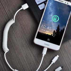 Dudao auton pikalataussarja 2x USB 2.4A + kaapeli USB 3in1 Lightning / Type C / micro USB valkoinen (R7 white)