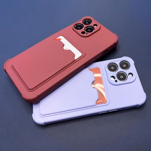 Card Armor Case korttitaskullinen silikoninen iskunkestävä suojakuori iPhone 12 Pro Max punainen