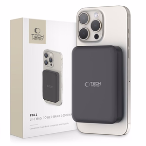 Tech-Protect LifeMag PB11 Powerbank MagSafe 10000mAh 15W USB-C-portilla - musta + USB-C-kaapeli
