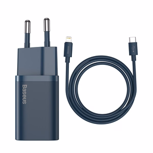 Baseus Super Si Pikalaturi 1C 20W USB-C-kaapelilla Lightning-liittimeen 1 m sininen