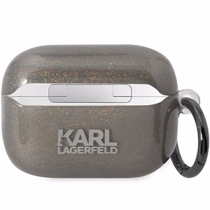 Karl Lagerfeld Suojakuori AirPods Pro 2:lle KLAP2HNKCTGK musta TPU Glitter NFT Karl&Choupette