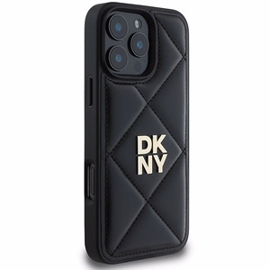 DKNY Quilted Stack Logo iPhone 16 Pro:lle Suojakuori - Musta