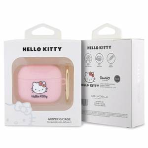 Hello Kitty Silicone 3D Kitty Head suojakuori AirPods 3:lle - vaaleanpunainen
