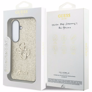 Guess Fixed Glitter Big 4G Metal Logo -suojakuori Samsung Galaxy S26:lle kultainen