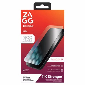ZAGG karkaistu lasi XTR4 grafeenilla ja sinisen valon suodattimella IPHONE 13 / 14 / 15 / 16e:lle