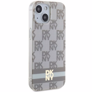 DKNY IML Ruudullinen Mono-kuvio ja Painetut Raidat MagSafe Suojakuori iPhone 15 / 14 / 13:lle - beige