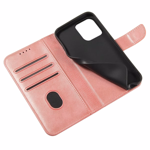 Lompakko-Suojakuori jalustalla iPhone 15 Pro:lle Magnet Case - vaaleanpunainen