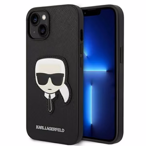 Karl Lagerfeld Saffiano Karl's Head Patch Case iPhone 14 Plus - musta