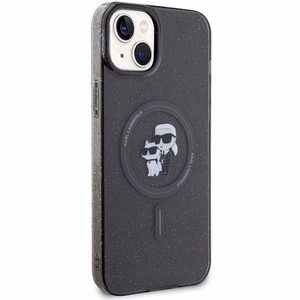 Karl Lagerfeld Suojakuori iPhone 15:lle KLHMP15SHGKCNOK (Glitter + MAG) musta