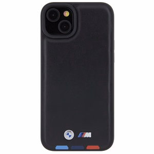 BMW BMHCP15M22PTDK iPhone 15 Plus 6.7" musta/musta Leather Stamp Tricolor