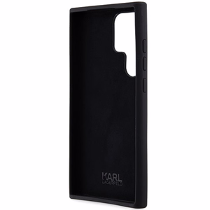 Karl Lagerfeld Silikoninen Choupette Metal Pin Suojakuori Samsung Galaxy S23 Ultralle - musta