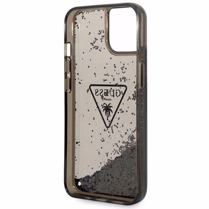 Guess GUHCP14SLFCTPK iPhone 14 6.1" musta/musta kova Suojakuori Liquid Glitter Palm Collection