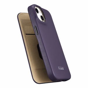 iCarer CE Premium Nahka Folio Case iPhone 14 Plus Magneettinen Flip Nahka Folio Case MagSafe Tumman violetti (WMI14220715-DP)