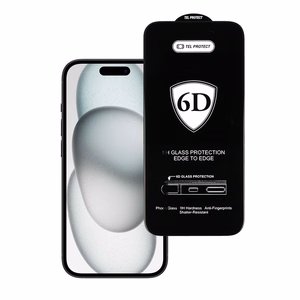 Tel Protect Full Glue 6D suojalasi iPhone 15 musta