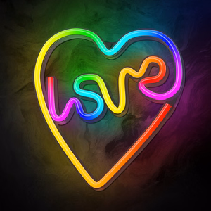 Neon LED RGB LOVE IN HEART FLRN02 + kaukosäädin Forever Light